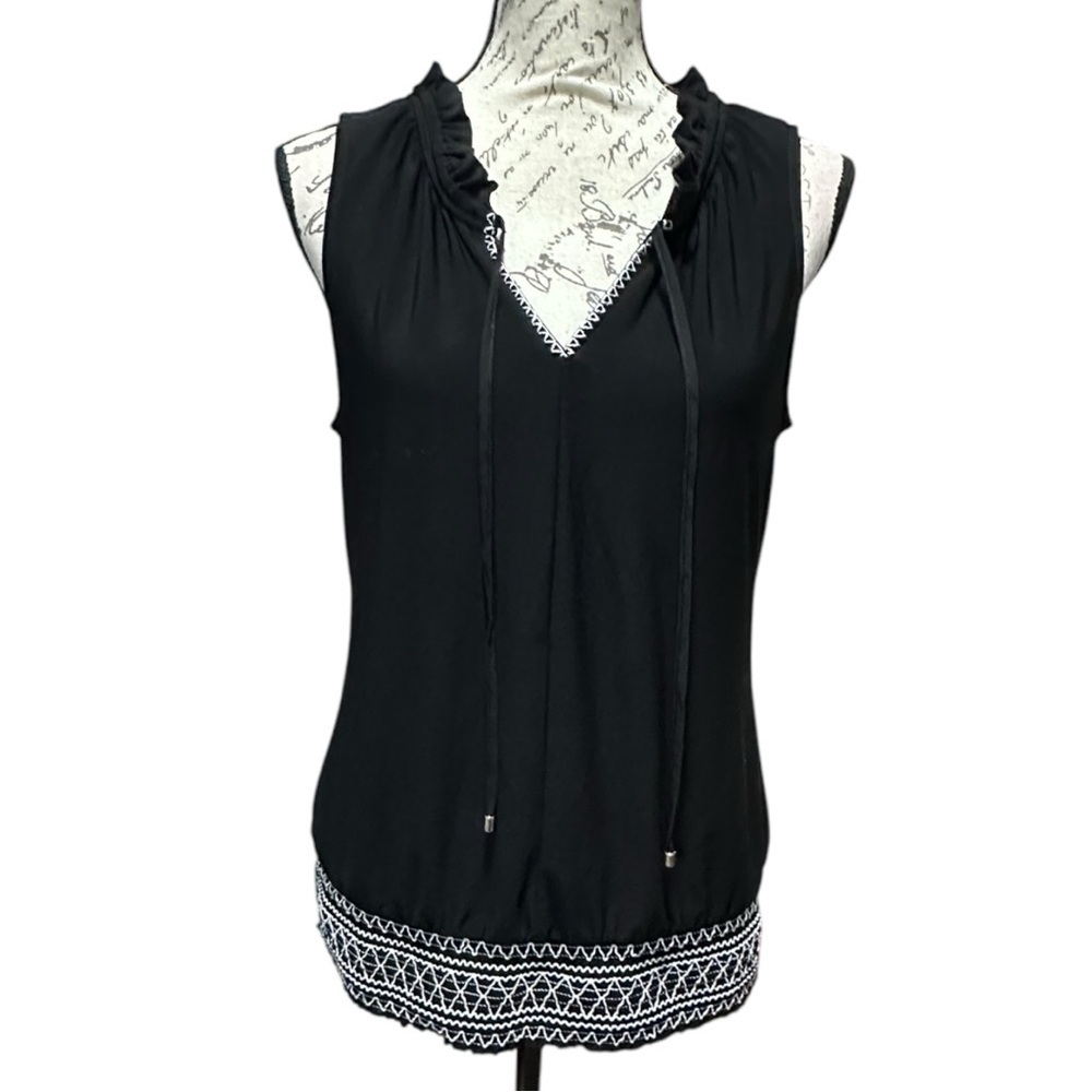 WHBM Black Sleeveless Tunic Style Top Size Small